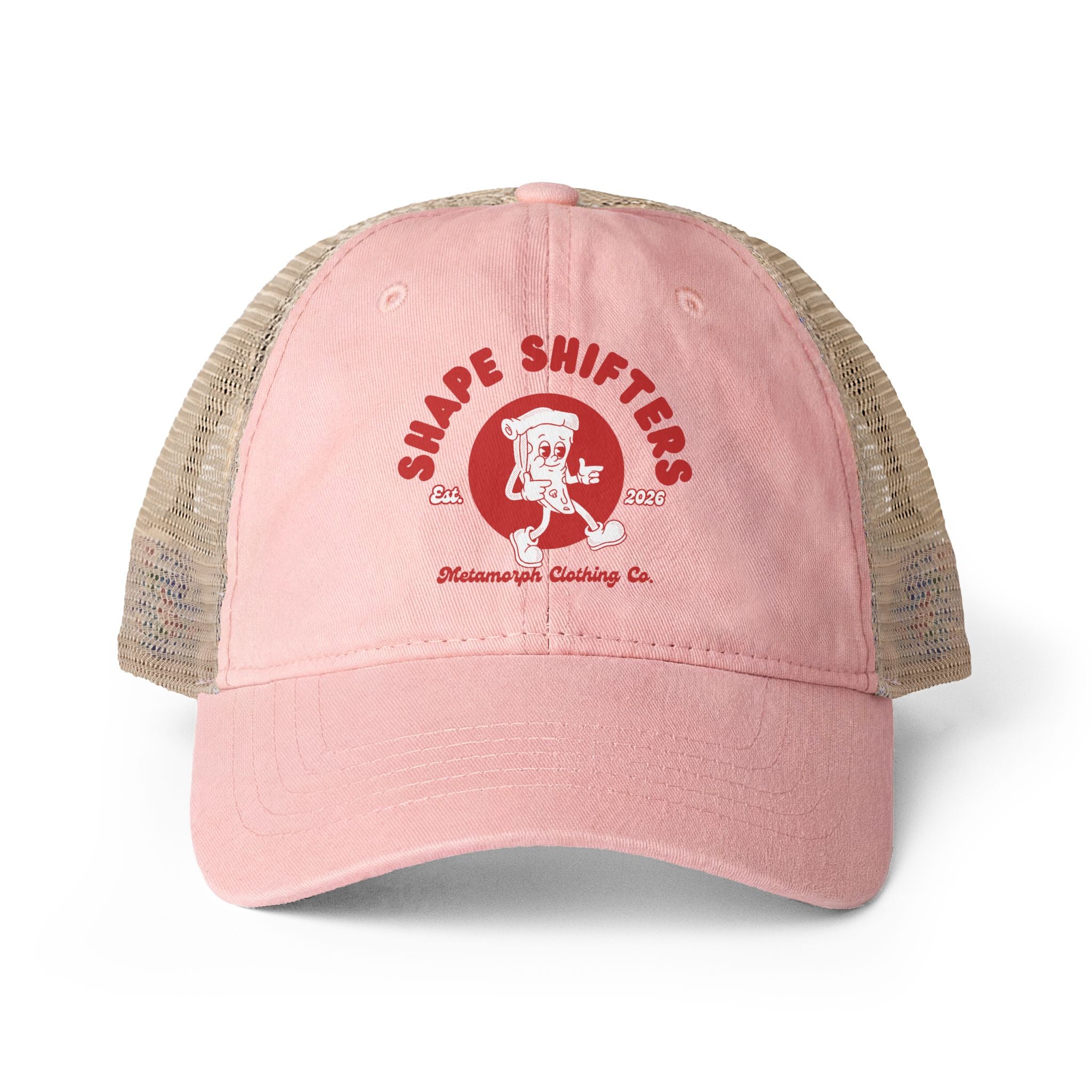 Women's Washed Mesh Pizza Shape -Back Cap