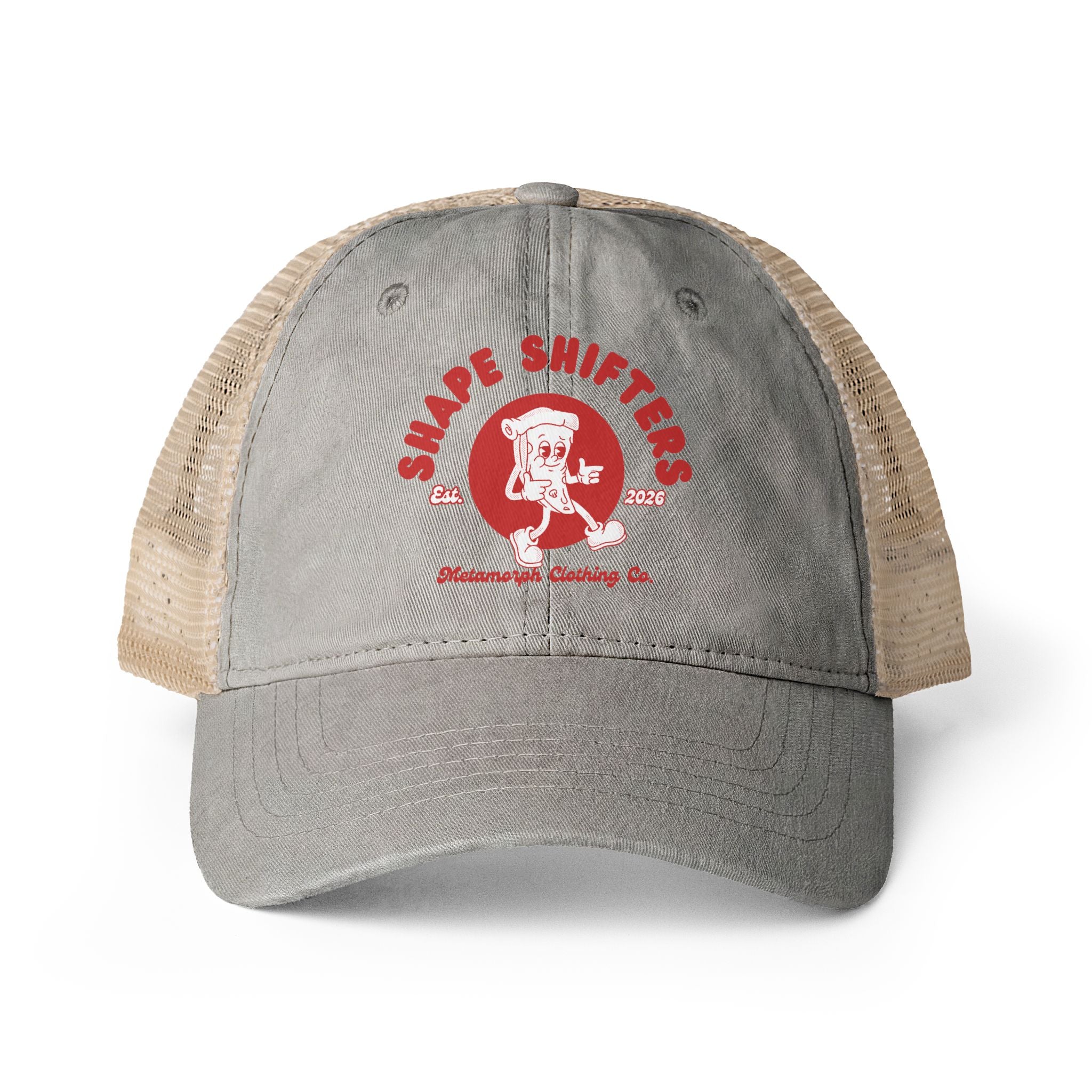 Women's Washed Mesh Pizza Shape -Back Cap