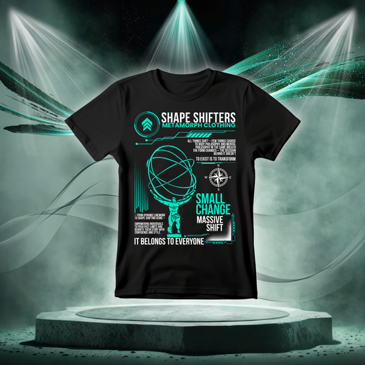 Shape Shifters Graphic Tee — "Small Change Massive Shift" Sci‑Fi Tech T-Shirt