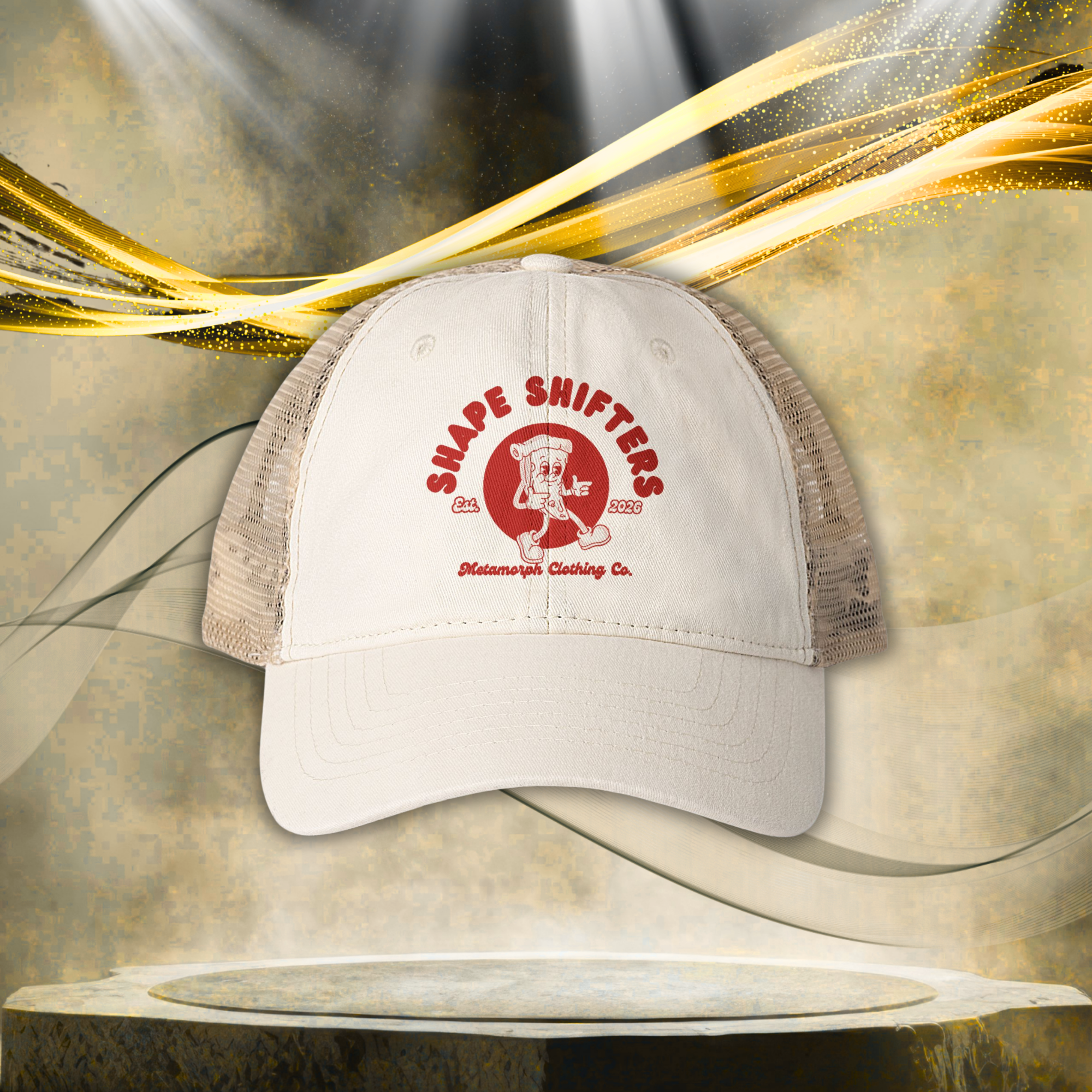 Women's Washed Mesh Pizza Shape -Back Cap
