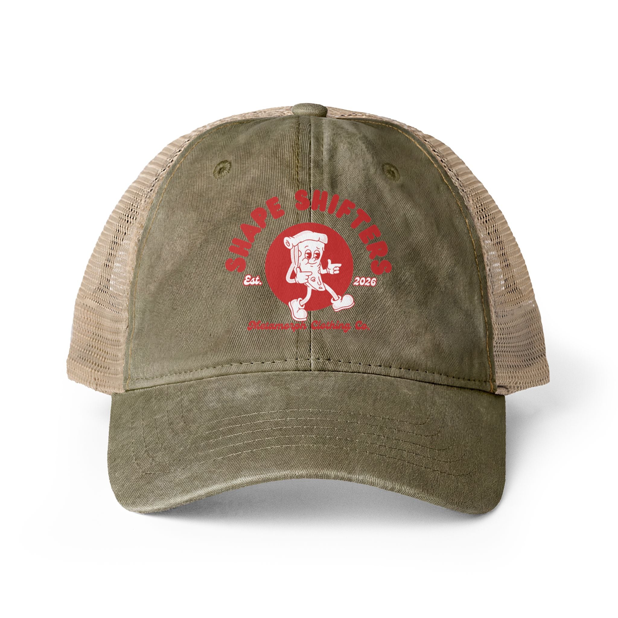 Women's Washed Mesh Pizza Shape -Back Cap