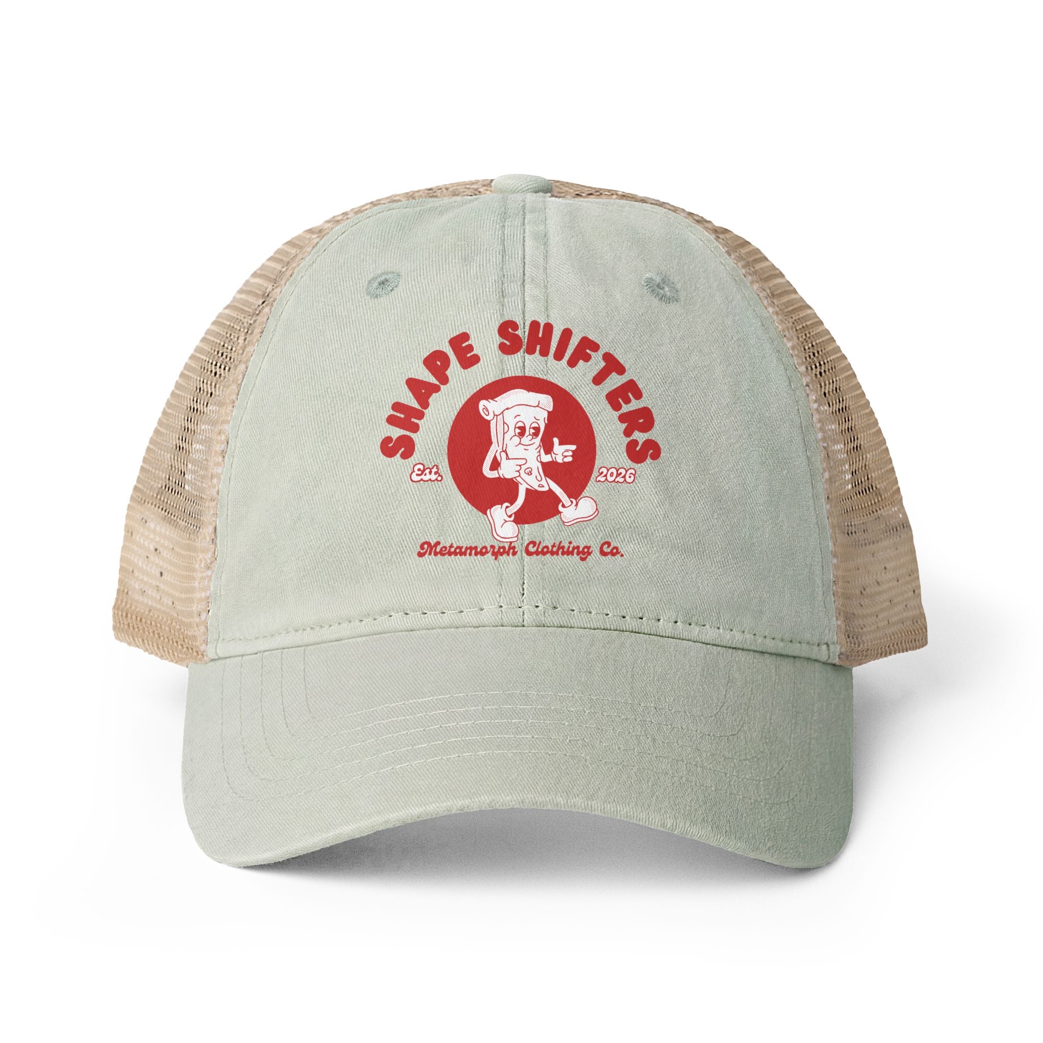 Women's Washed Mesh Pizza Shape -Back Cap