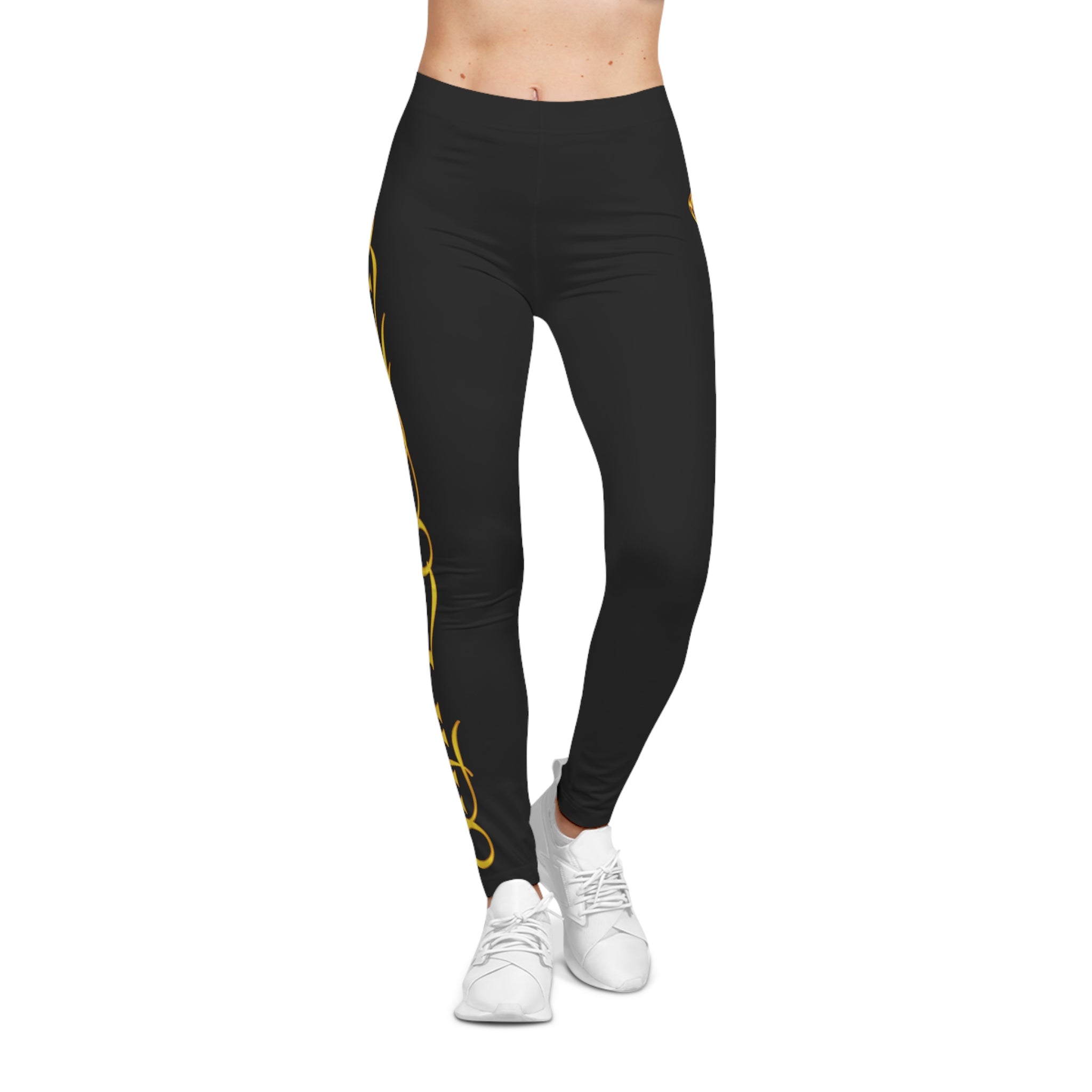 Women's Black Graphic Leggins